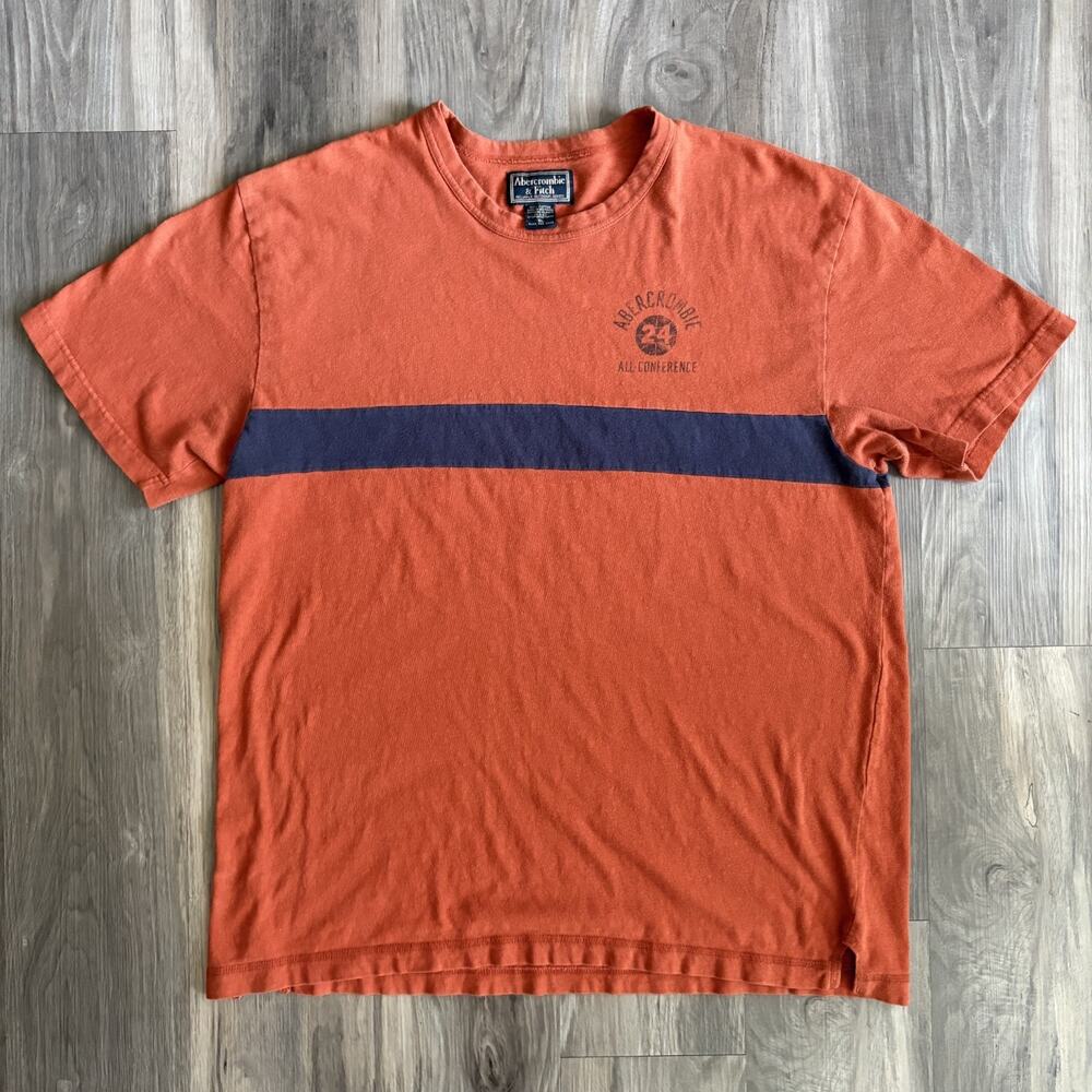 Vintage Abercrombie & Fitch Basketball T-Shirt Men's Size L Orange Blue 1990s